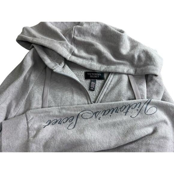 Victoria's Secret Full Zip Hoodie Sz L Fleece Sweatshirt Athletic Grayish Purple - Picture 2 of 8